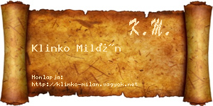Klinko Milán névjegykártya